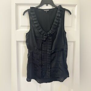 Express Black Ruffled V-Neck Blouse
